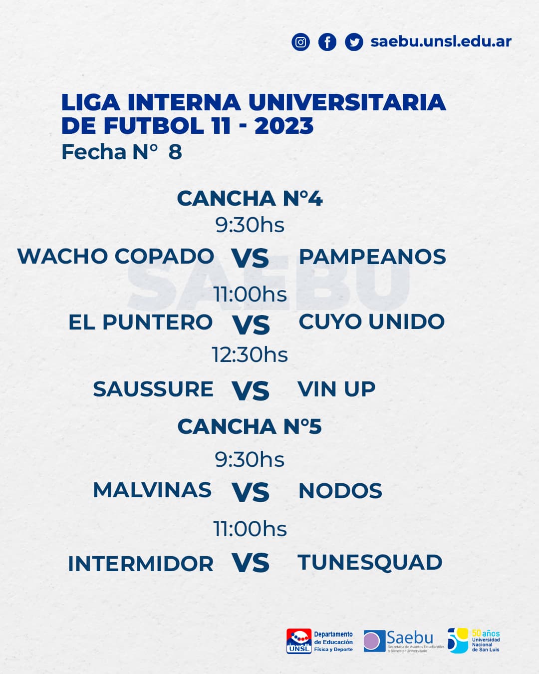 jornada de la Liga Interna Universitaria de Fútbol 11 - 2023