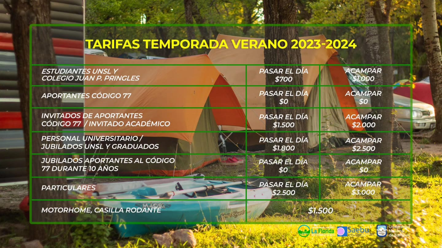 tarifa camping 2023-2024