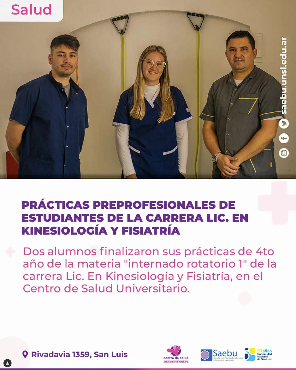 Prácticas Preprofesionales Supervisadas de estudiantes de la carrera Lic. en Kinesiología y Fisiatría